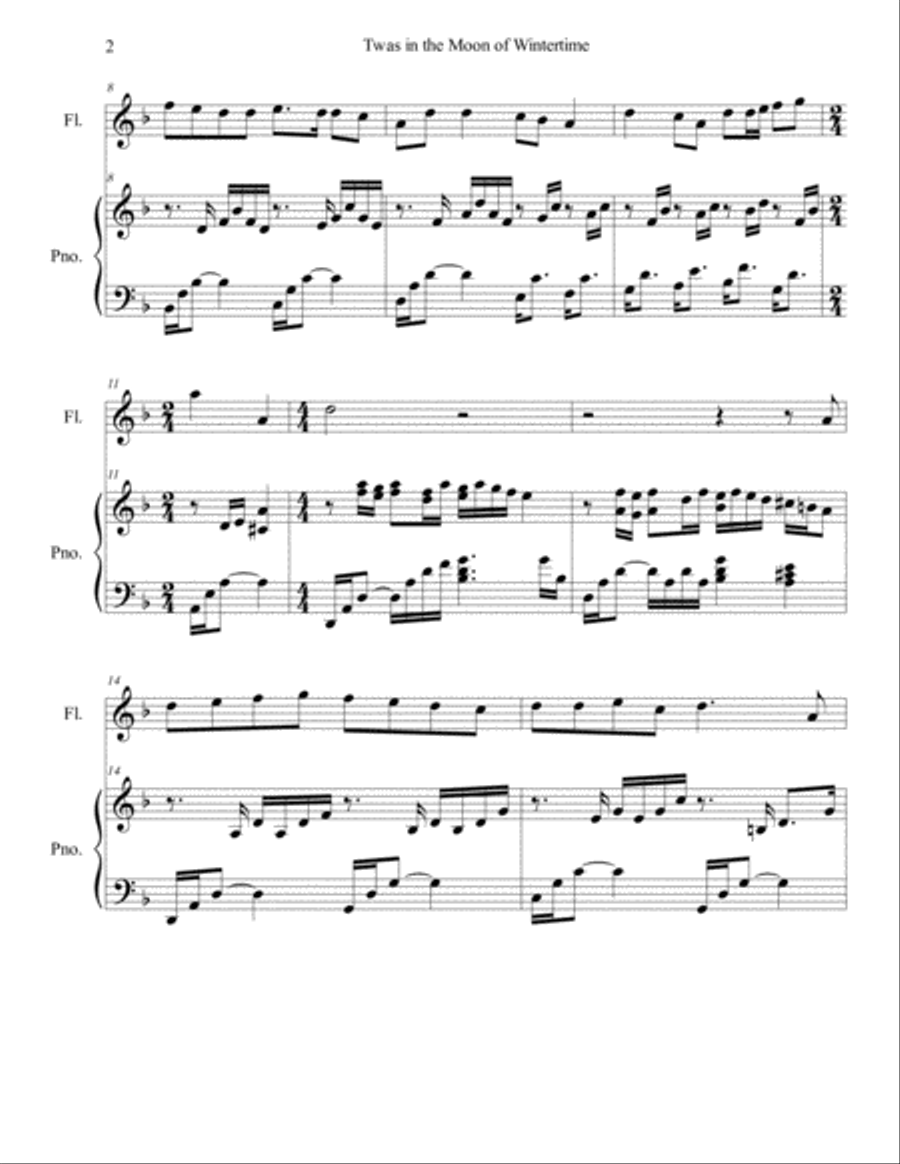 Twas in the Moon of Wintertime/The Huron Carol (flute/piano), arr. Brenda Portman Flute Solo scores gallery preview page 2