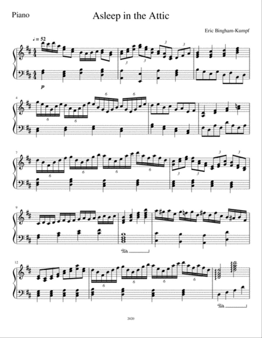 Asleep in the Attic Asleep in the Attic Piano Solo scores gallery preview page 1
