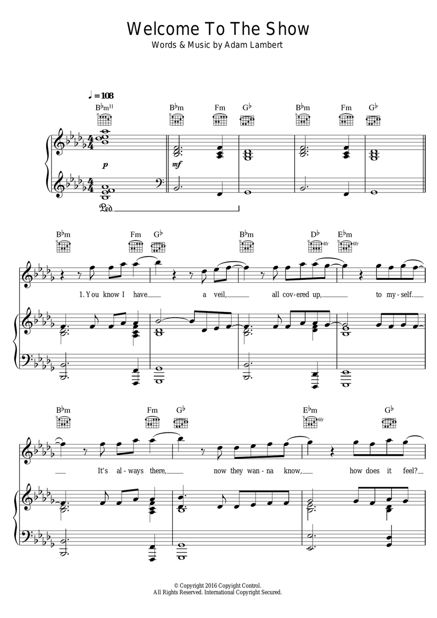 Welcome To The Show (featuring Laleh) Piano, Vocal scores gallery preview page 1