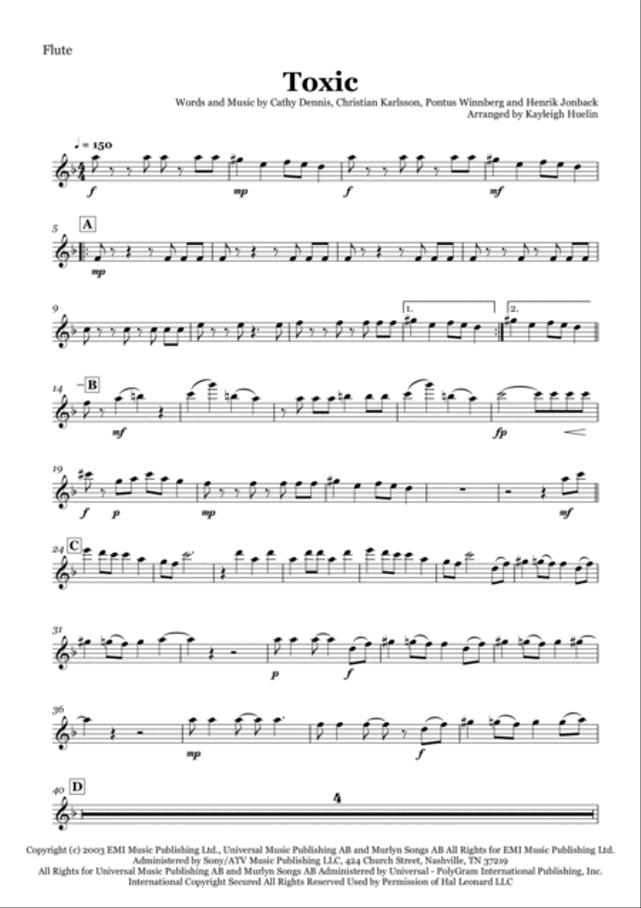 Toxic Toxic Woodwind Quartet scores gallery preview page 5