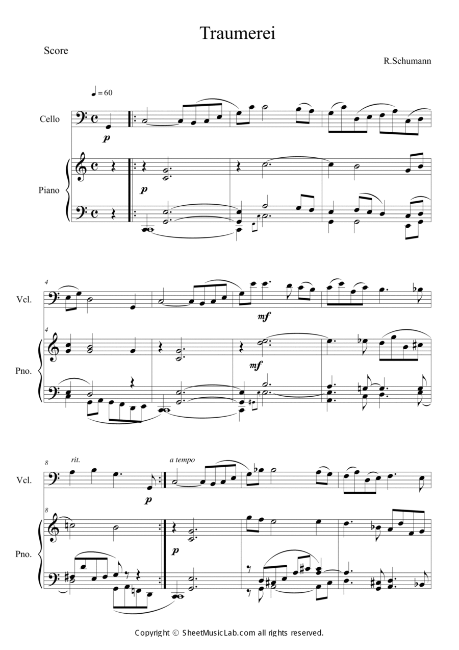 Traumerei Piano scores gallery preview page 1