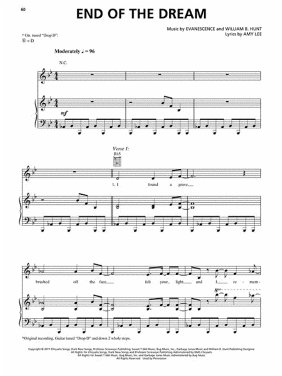 Evanescence Evanescence Piano, Vocal, Guitar scores gallery preview page 4