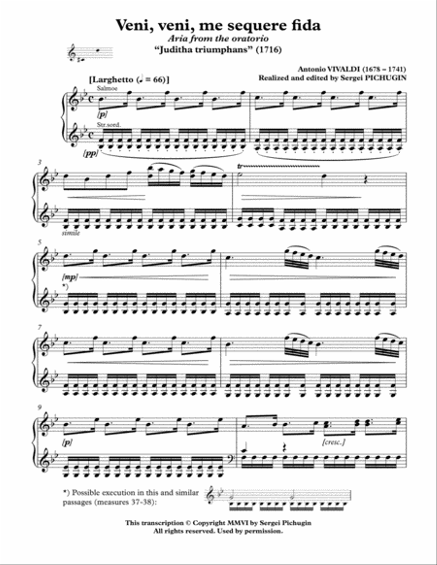 VIVALDI Antonio: Veni, veni, me sequere fida, aria from the oratorio 