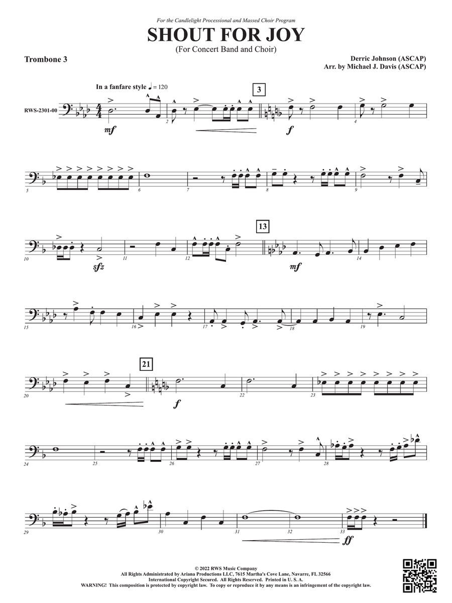 Shout for Joy - For Concert Band and Choir: 3rd Trombone