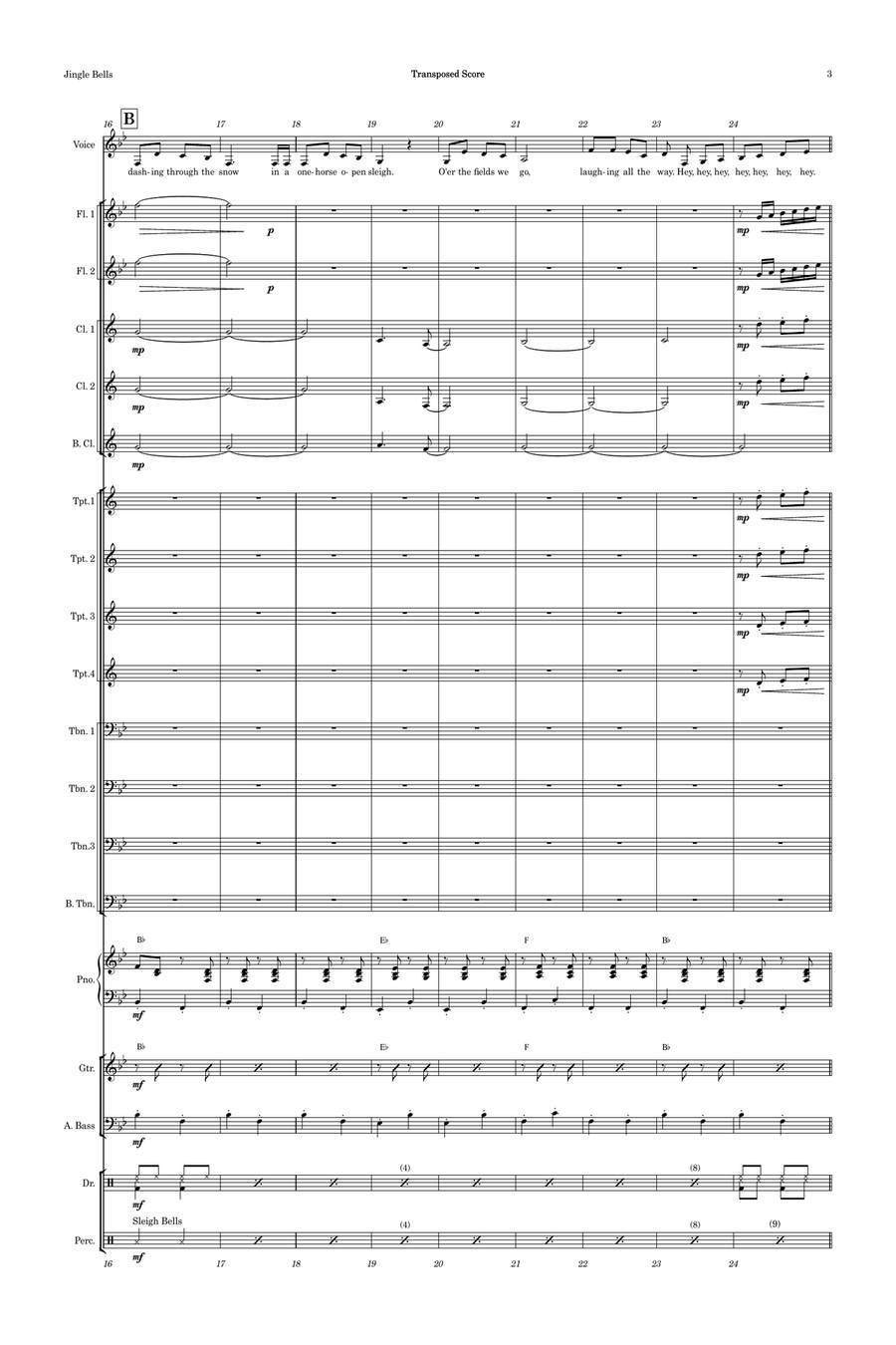 Jingle Bells Female Vocal with Big Band Key of Bb Jazz Ensemble scores gallery preview page 3