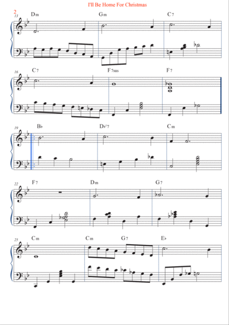 I'll Be Home For Christmas Piano Solo scores gallery preview page 2
