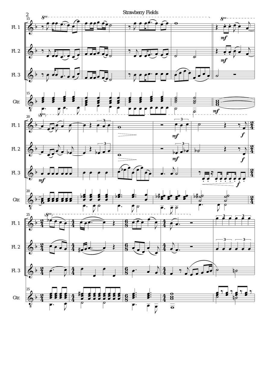 Strawberry Fields Forever Flute scores gallery preview page 2