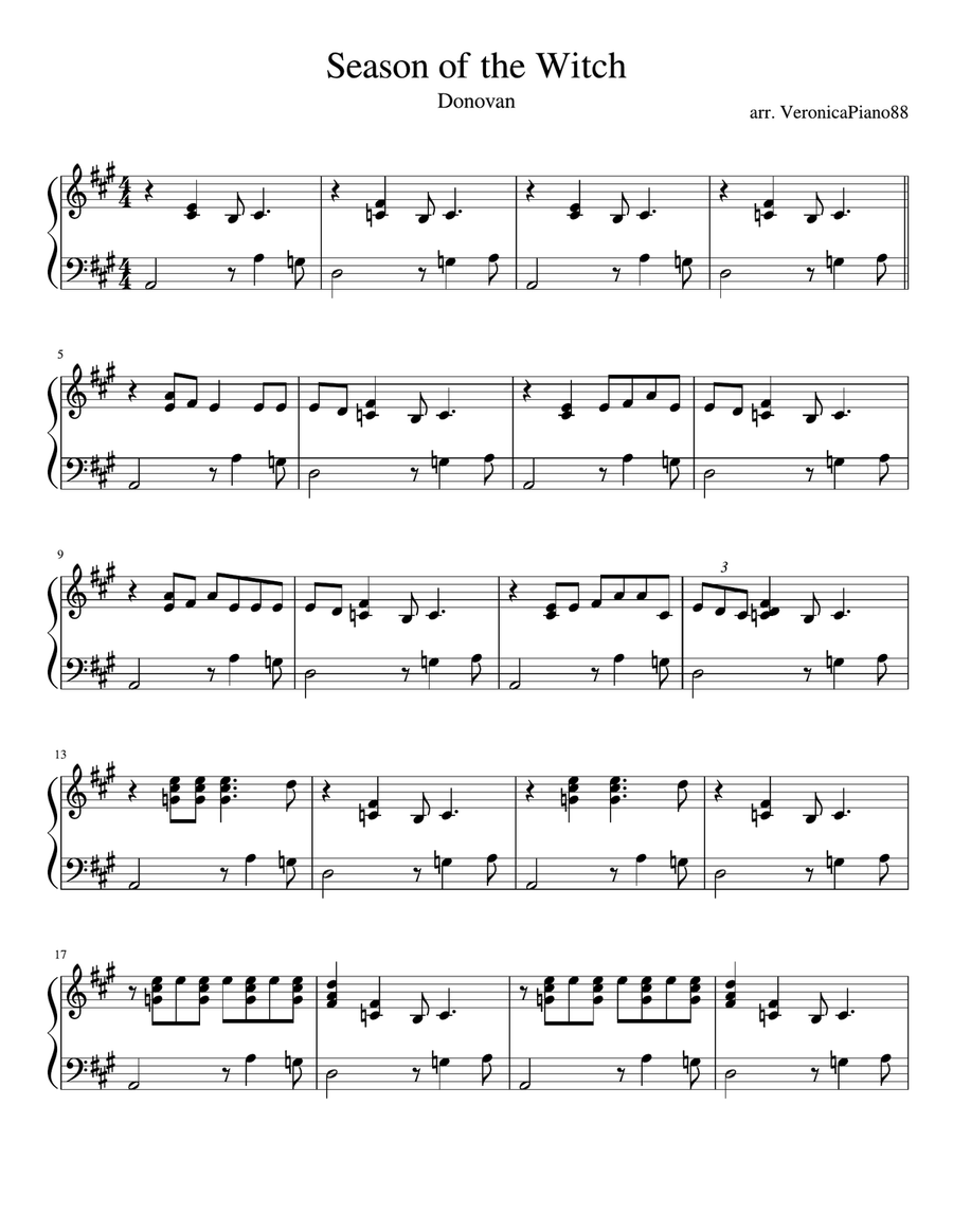Season Of The Witch Piano Solo scores gallery preview page 1