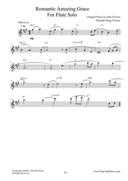 Romantic Amazing Grace - Flute or Piccolo Solo (Love Version)