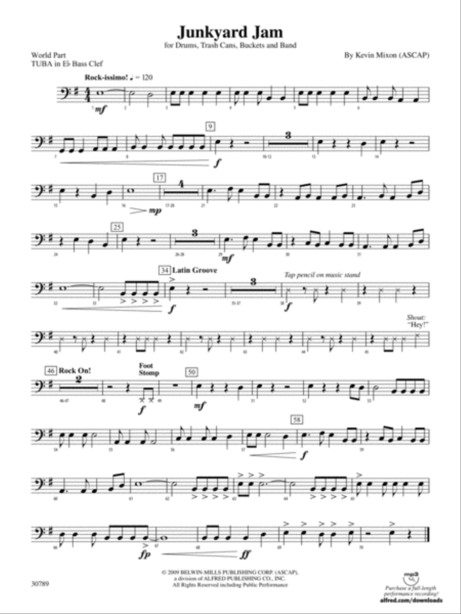 Junkyard Jam: (World Part) E-flat Tuba B.C. Concert Band scores gallery preview page 1