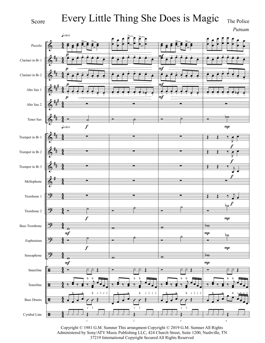 Every Little Thing She Does Is Magic Marching Band scores gallery preview page 1