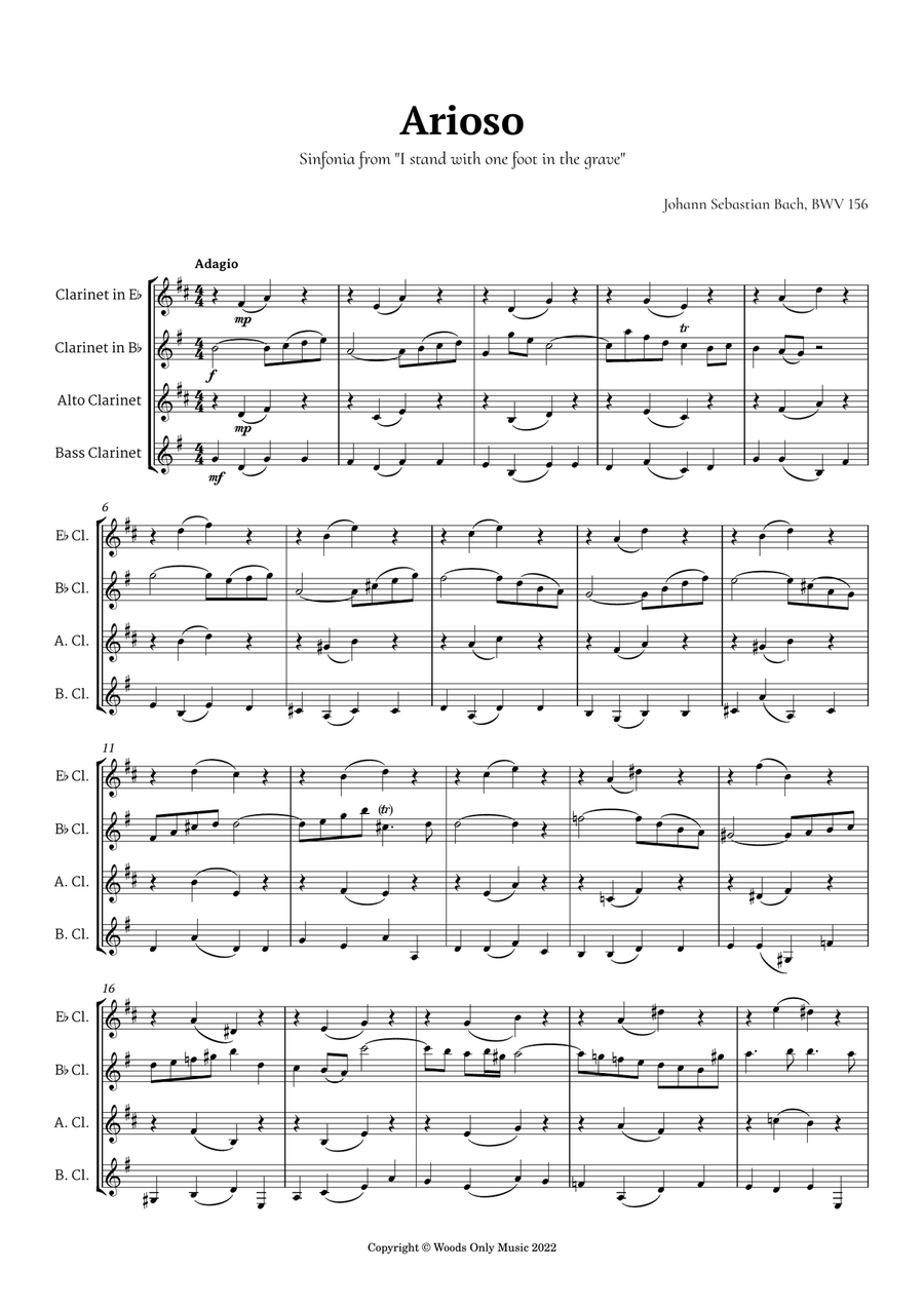Arioso by Bach for Clarinet Choir Quartet Clarinet Quartet scores gallery preview page 2
