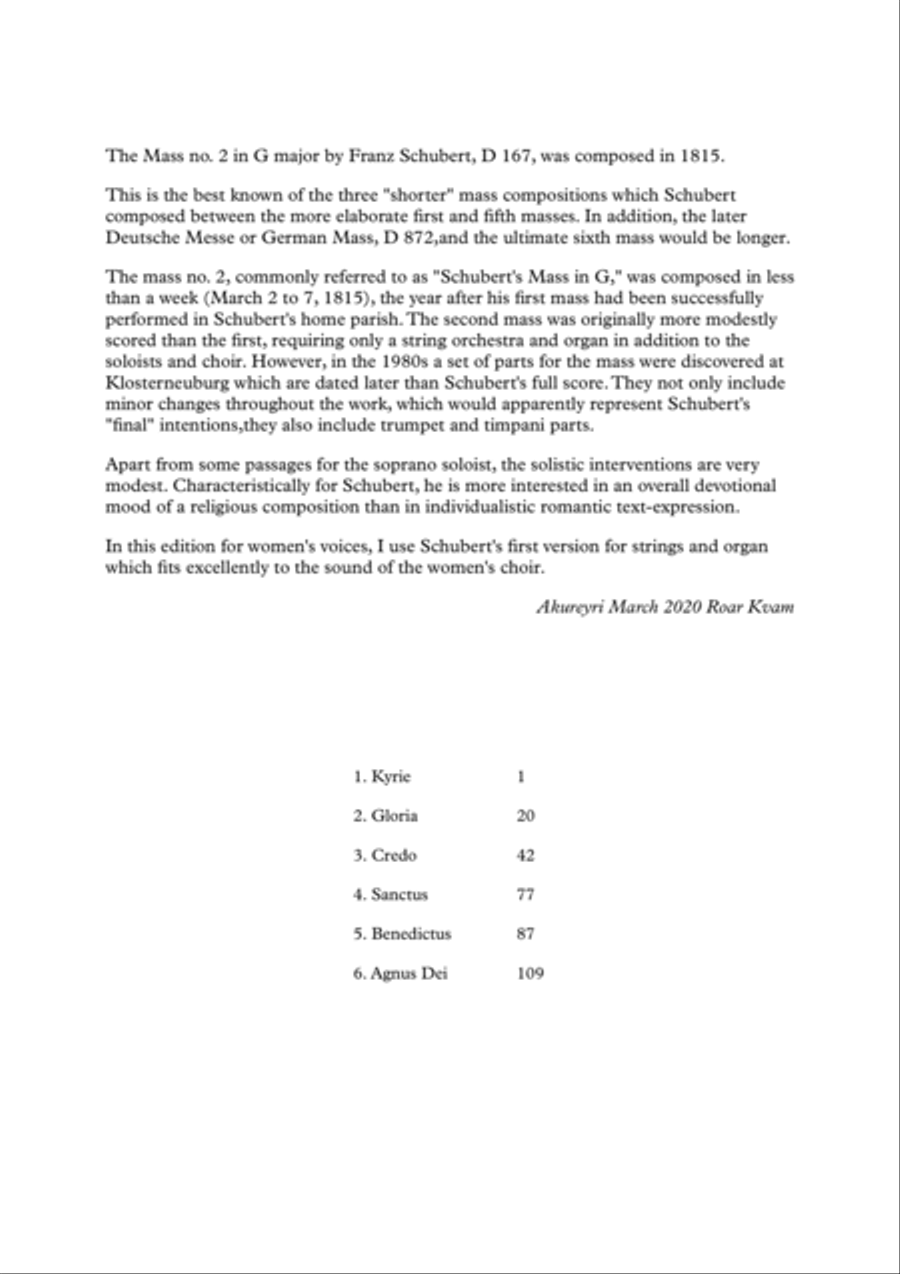 Schubert: MASS In G Major D-167 (Version for SSAA choir, SSA soli, strings and organ) SSAA scores gallery preview page 2