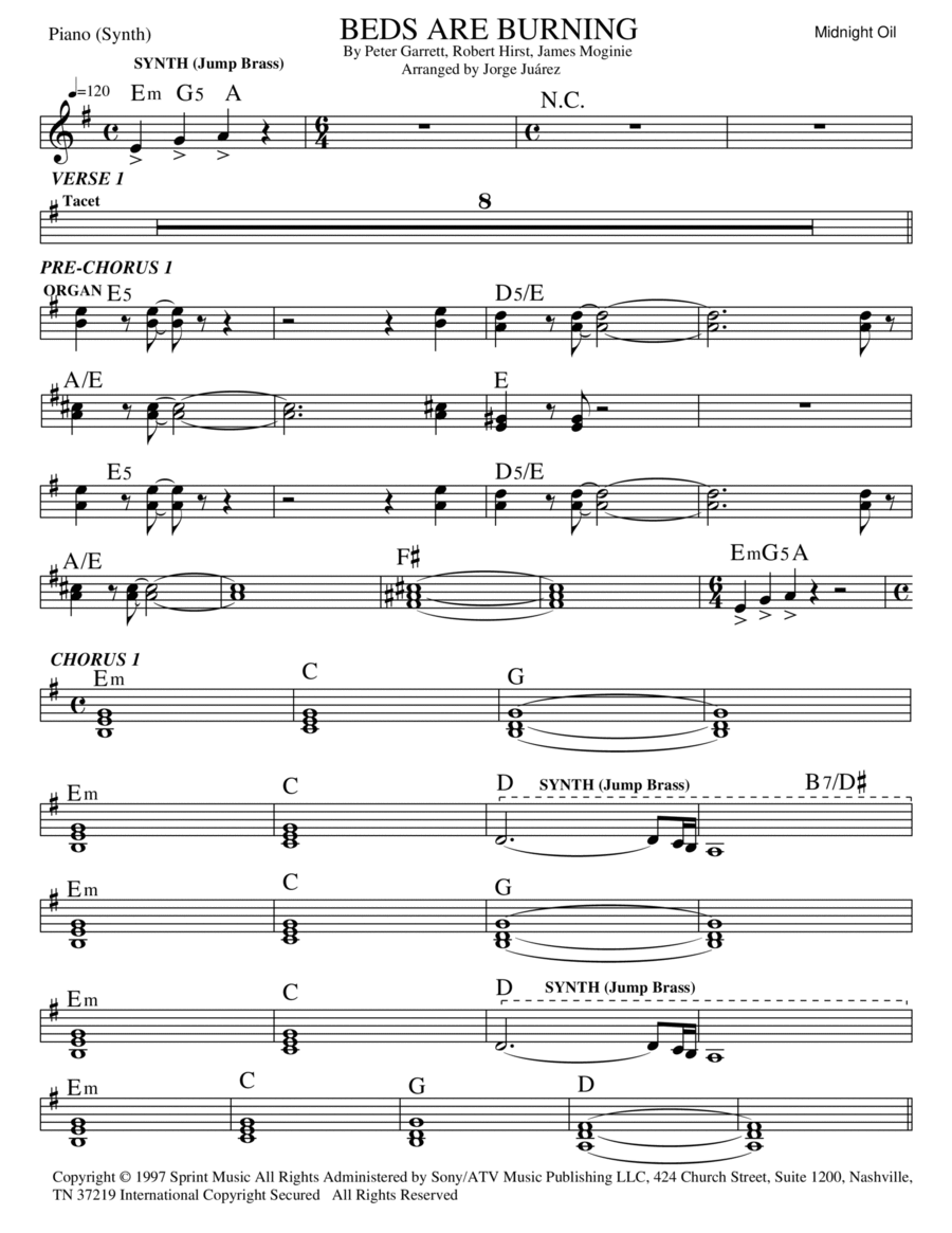 Beds Are Burning Beds Are Burning Tenor Saxophone scores gallery preview page 1