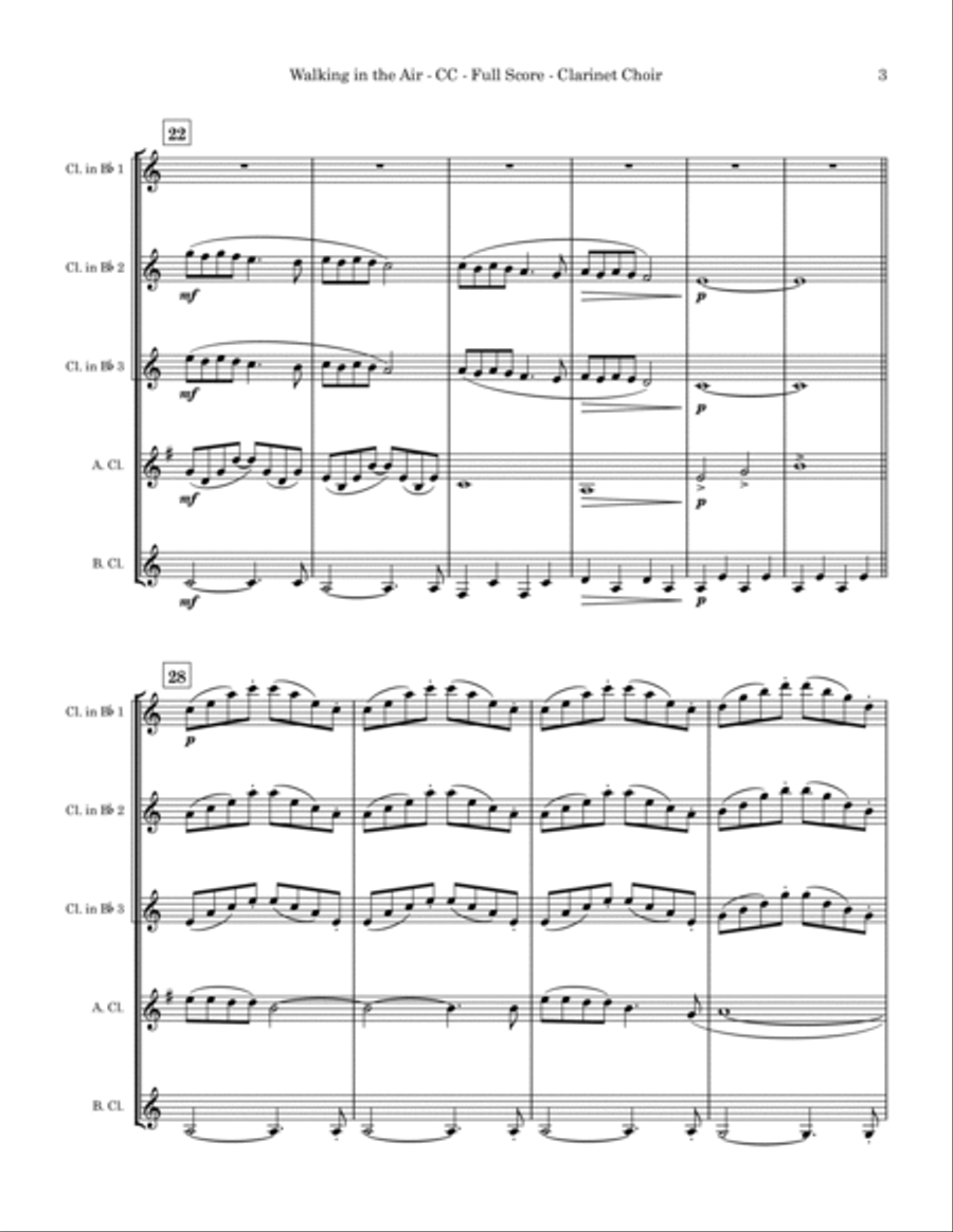 Walking In The Air Clarinet Quintet scores gallery preview page 3