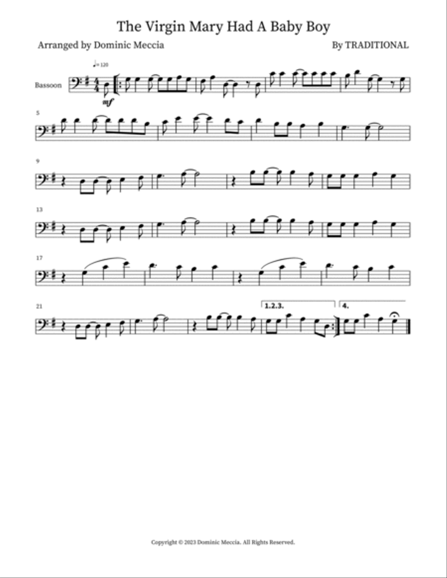 The Virgin Mary Had A Baby Boy Woodwind Duet scores gallery preview page 3