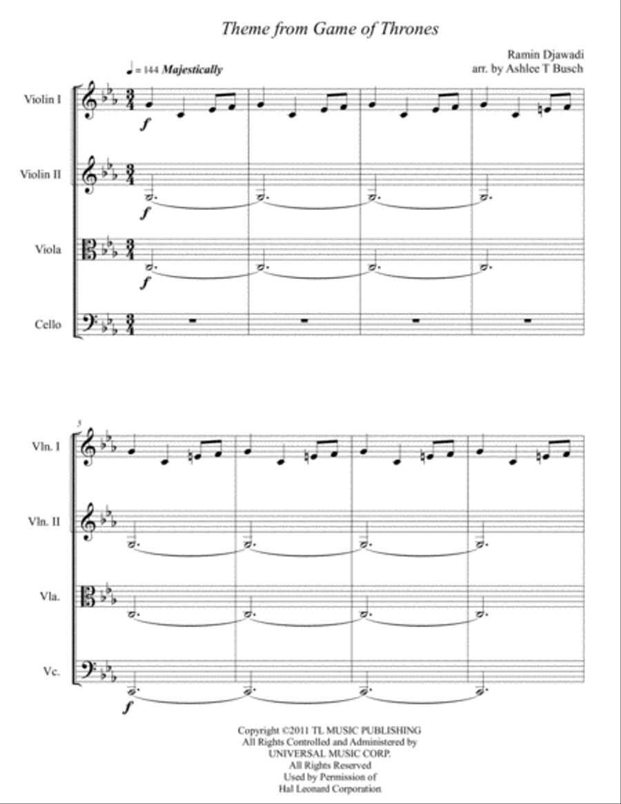 Game Of Thrones String Quartet scores gallery preview page 3