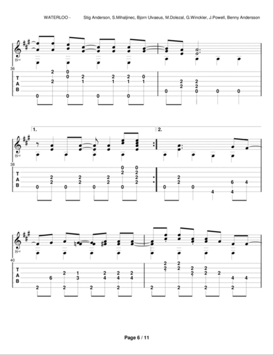 Waterloo Waterloo Electric Guitar scores gallery preview page 6
