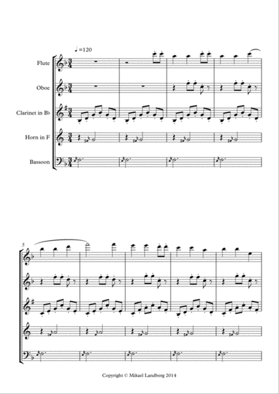 Swedish Xmas Songs Woodwind Quintet scores gallery preview page 2