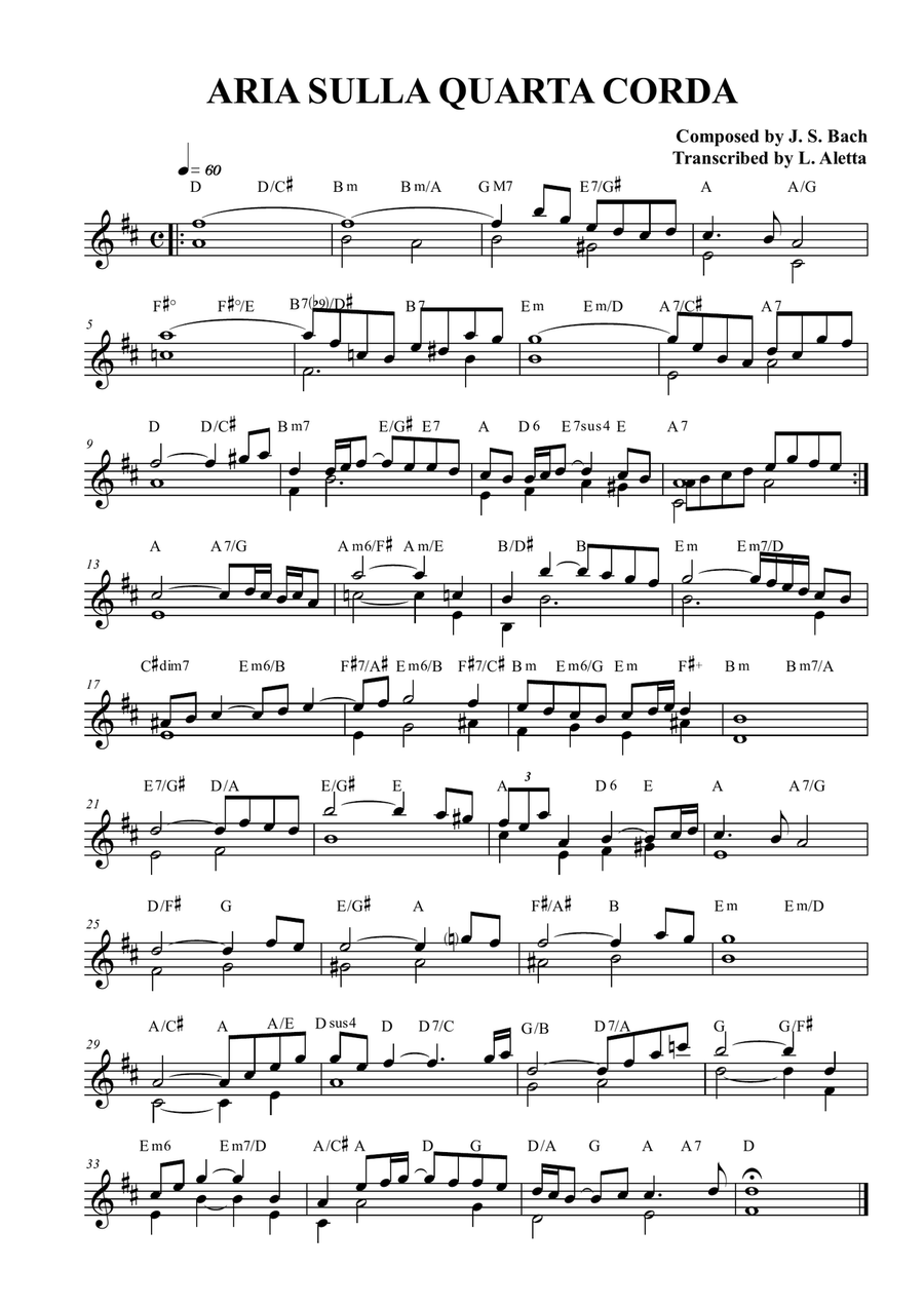 Aria sulla quarta corda Small Ensemble scores gallery preview page 1
