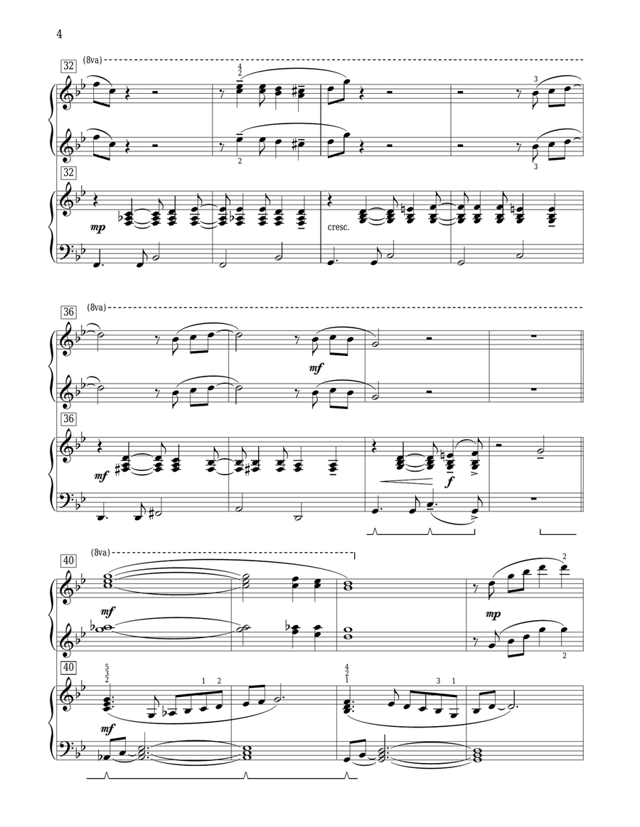 Orange Flames At Night (Hot Night) Easy Piano scores gallery preview page 4