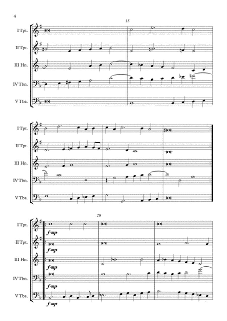 The Funerals PGA 31 (Anthony Holborne) Brass Quintet arr. Adrian Wagner Brass Quintet scores gallery preview page 4