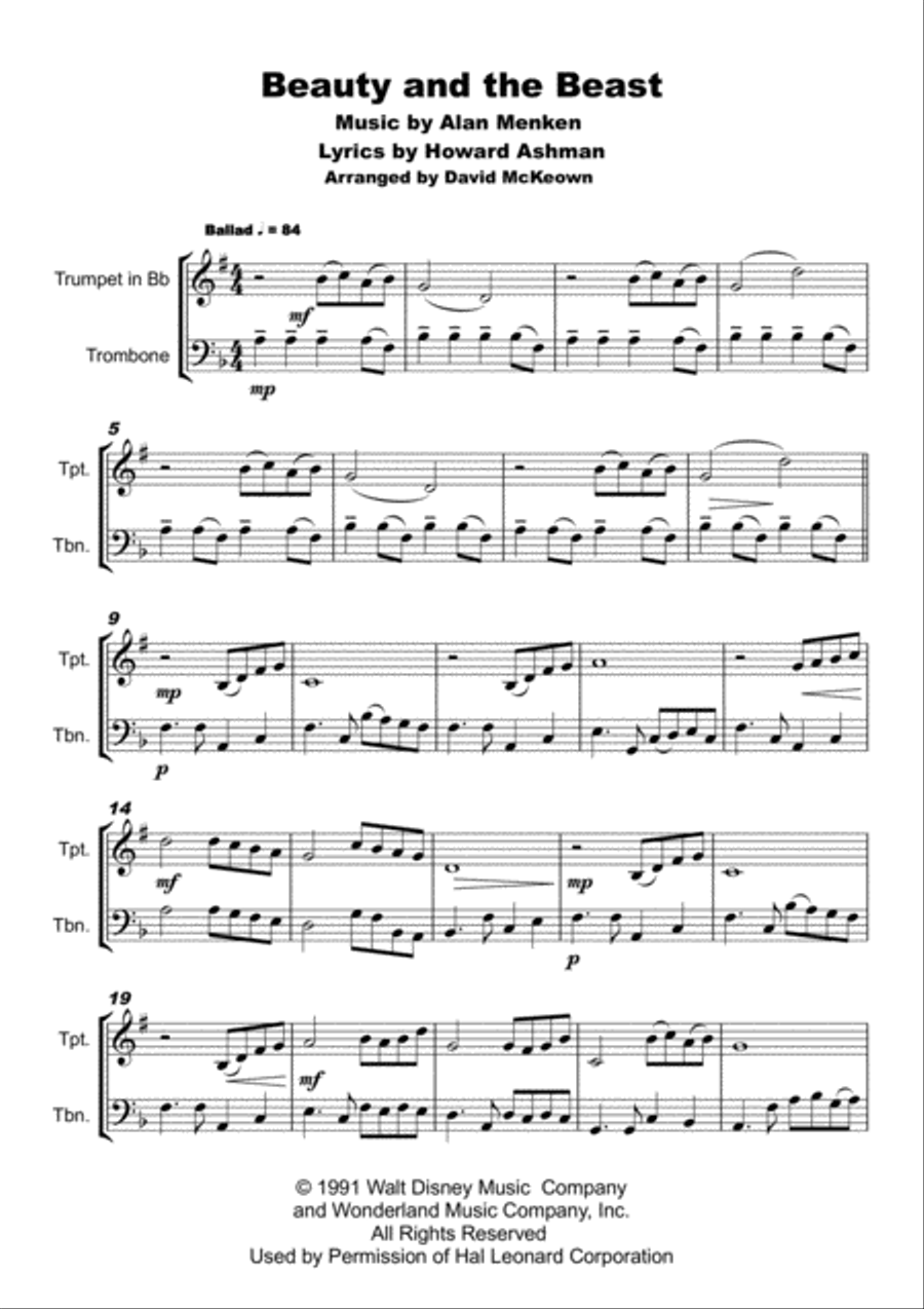 Beauty And The Beast Brass Duet scores gallery preview page 2