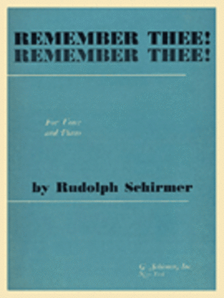 Book cover for Remember Thee Vo/Pno