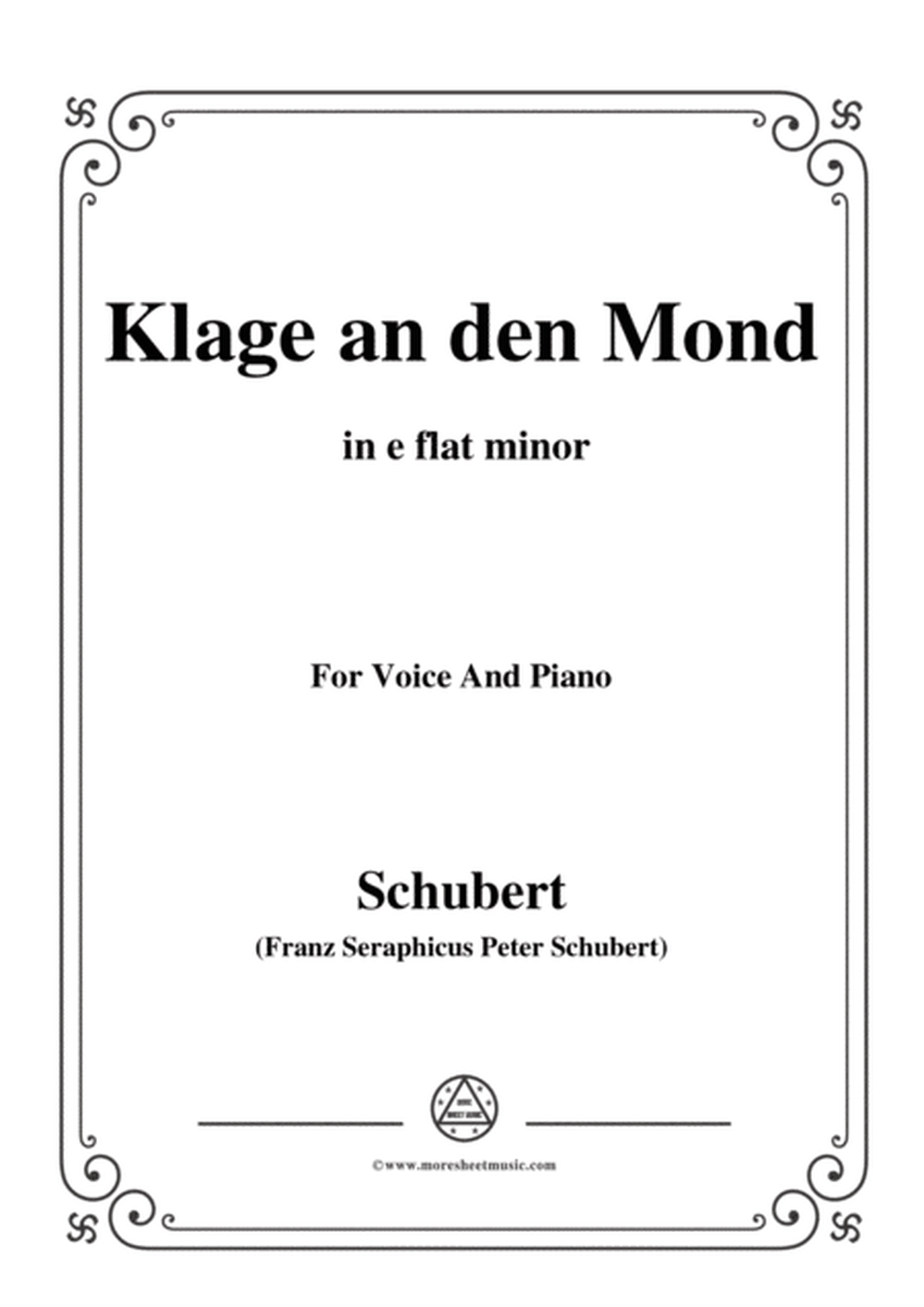 Schubert-Klage an den Mond,in e flat minor,for Voice and Piano image number null