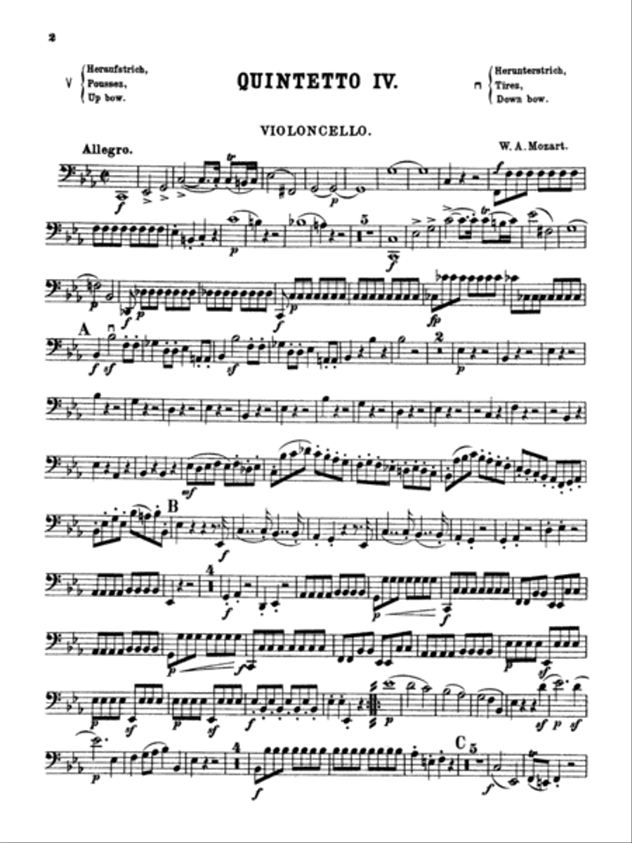 String Quintets, K. 406, 515, 516, 593, 614: Cello String Quintet scores gallery preview page 2