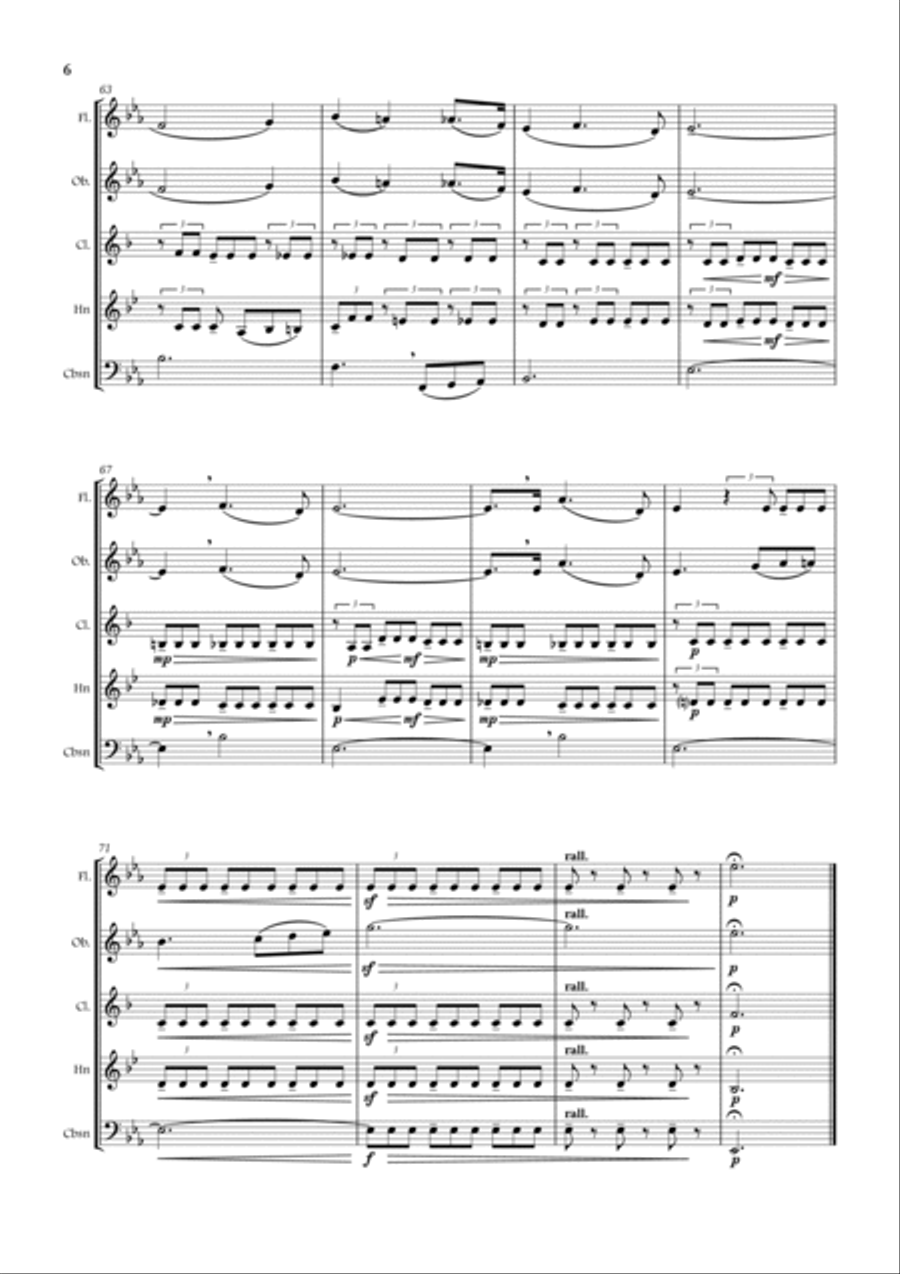 The Fleecy Clouds (Op. 53 No. 2) - from Songs Without Words (Lieder ohne Worte) Woodwind Ensemble scores gallery preview page 6