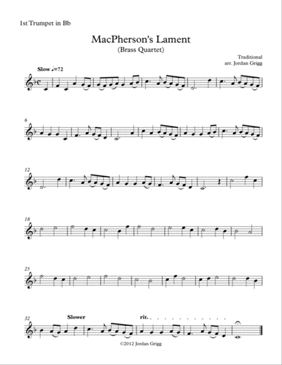 MacPherson's Lament (Brass Quartet) Brass Quartet scores gallery preview page 4