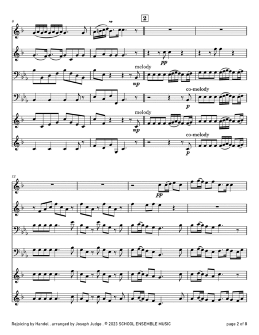 Rejoicing by Handel for Brass Quartet in Schools Brass Quartet scores gallery preview page 2