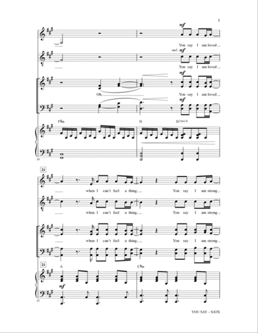 You Say (arr. Heather Sorenson) 4-Part scores gallery preview page 4