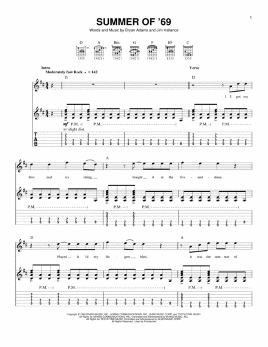 Summer Of '69 Acoustic Guitar scores gallery preview page 1