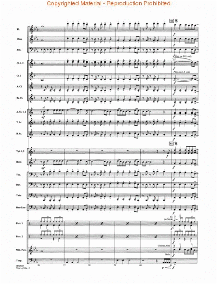 Viva La Vida Concert Band scores gallery preview page 3