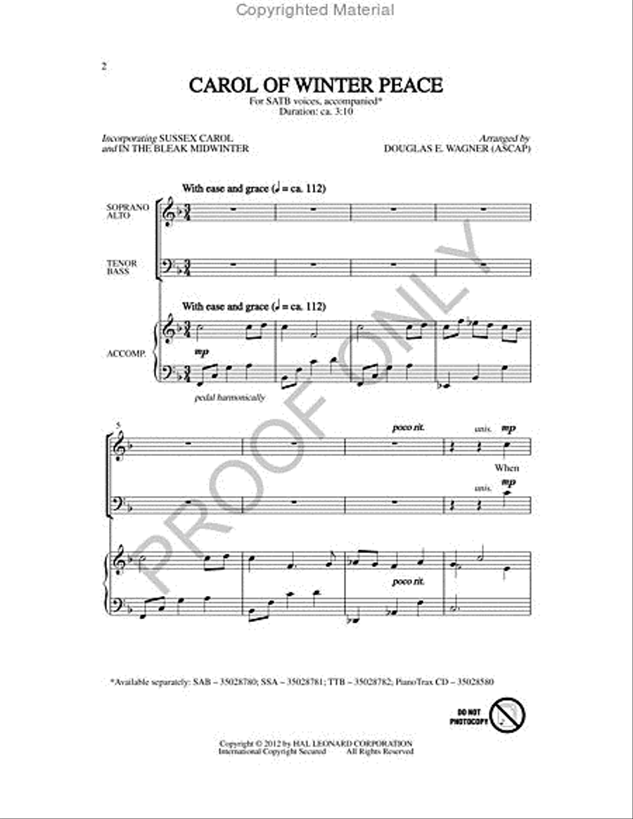 Carol Of Winter Peace 4-Part scores gallery preview page 2
