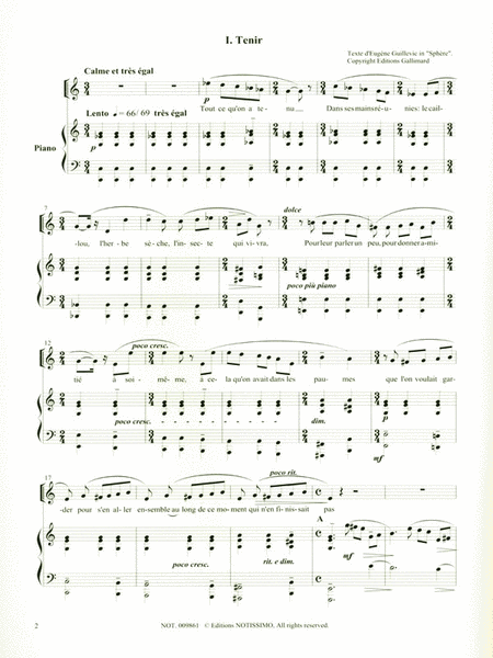Aboulker 8 Chansons Sur Des Textes De Guillevic Choral & Piano Book