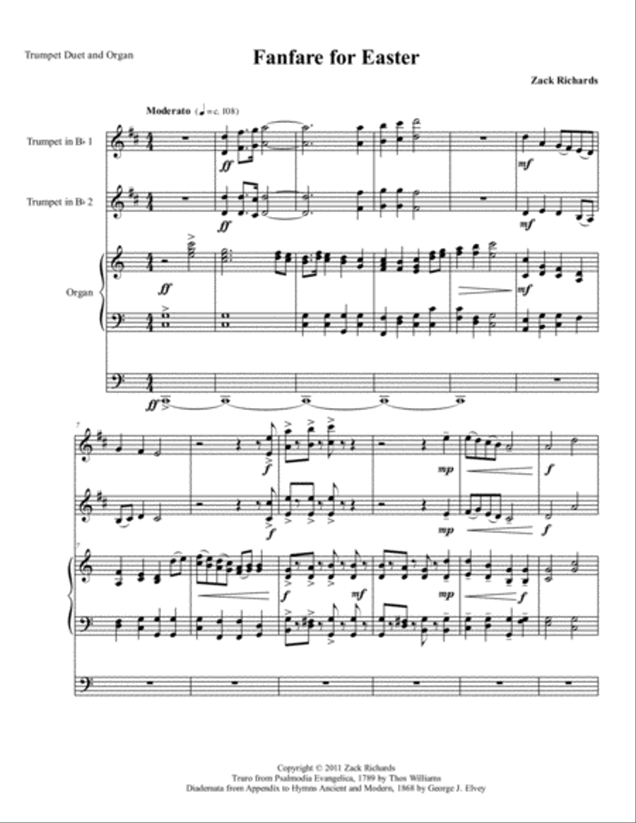 Fanfare for Easter for Trumpet Duet and Organ Trumpet Duet scores gallery preview page 3