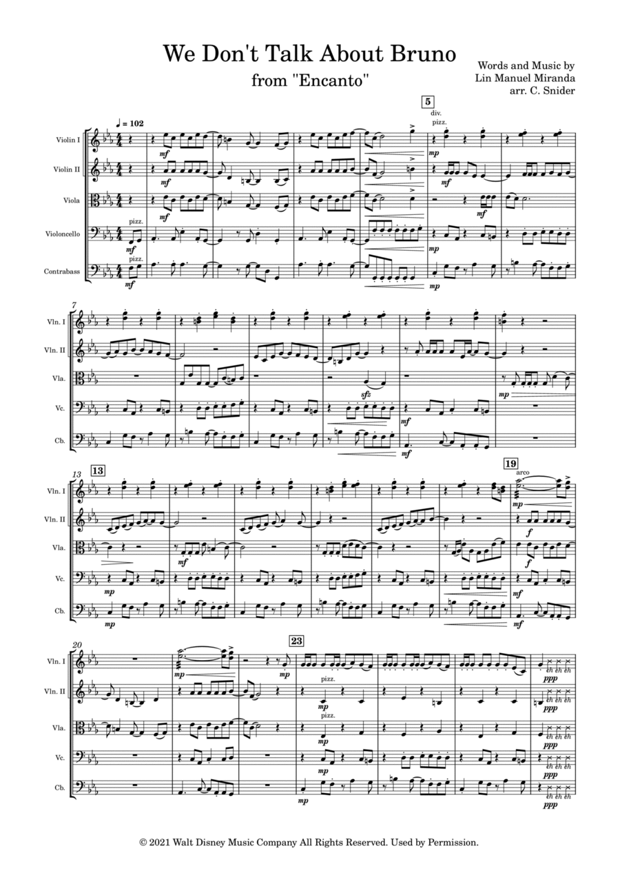 We Don't Talk About Bruno String Orchestra scores gallery preview page 1
