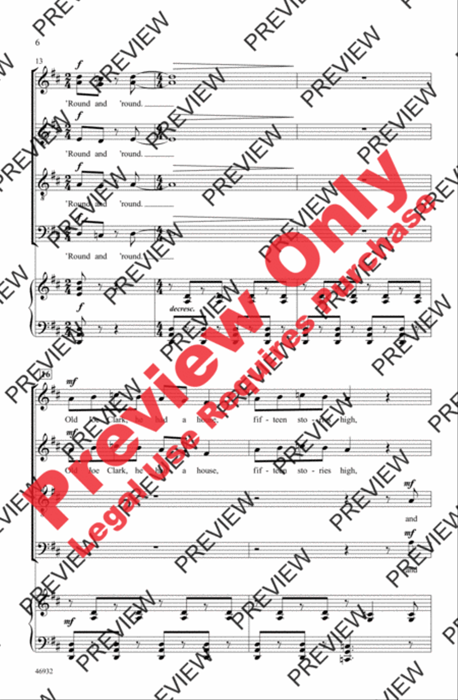 Old Joe Clark 4-Part scores gallery preview page 6