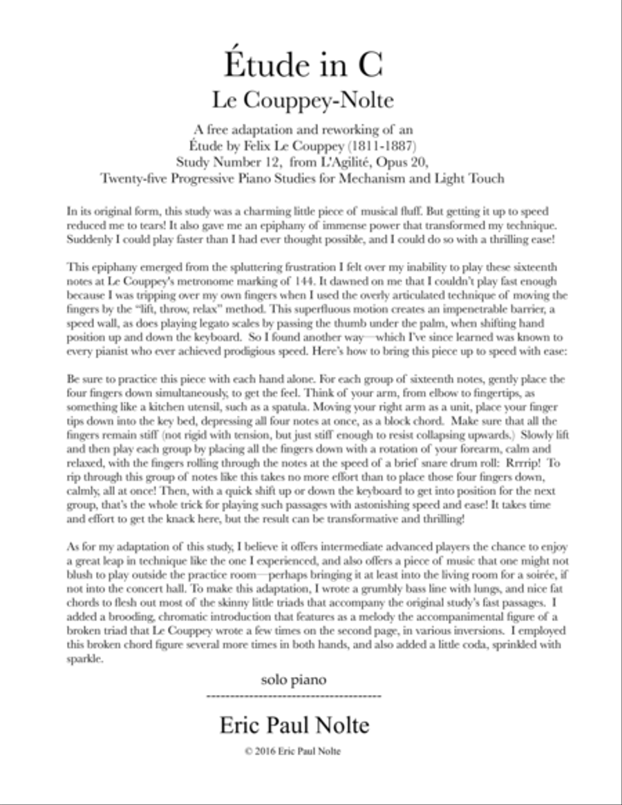 Etude in C, Le Couppey-Nolte Piano Method scores gallery preview page 1