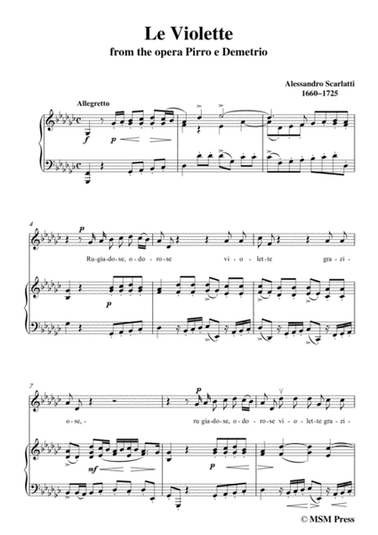 Scarlatti-Le Violette in G flat Major,from Pirro e Demetrio,for voice piano image number null