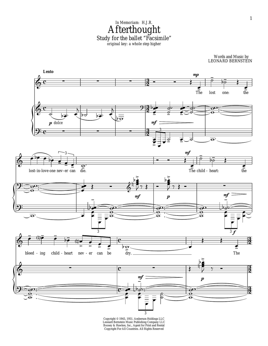 Afterthought Afterthought Piano, Vocal scores gallery preview page 1