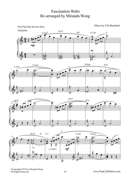 Fascination Waltz - Wedding Piano Solo in C Key image number null