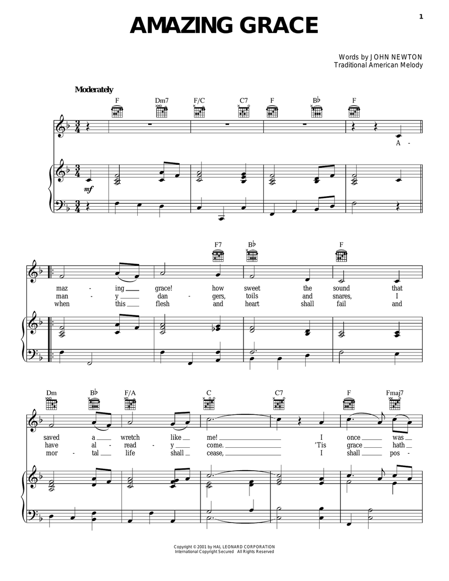 Amazing Grace Acoustic Guitar scores gallery preview page 1