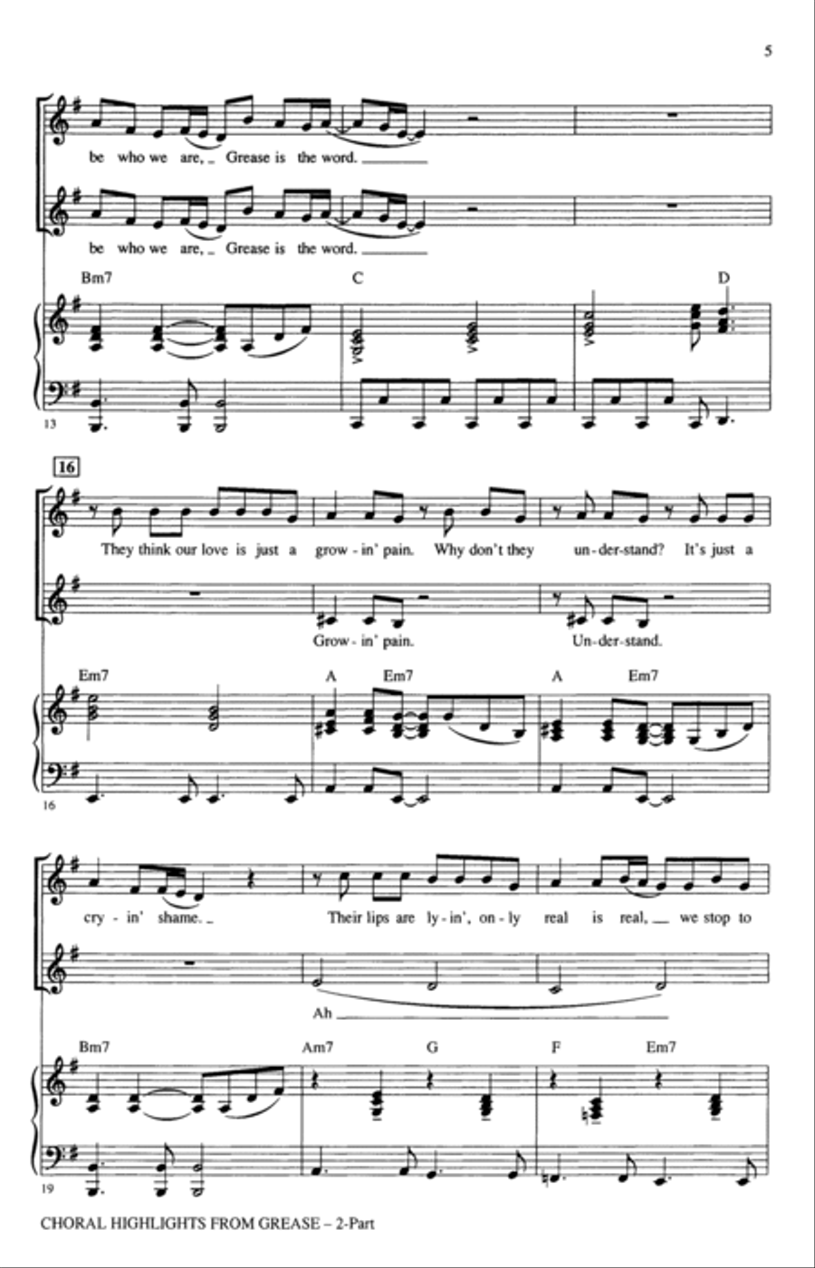 Choral Highlights from Grease 2-Part scores gallery preview page 3