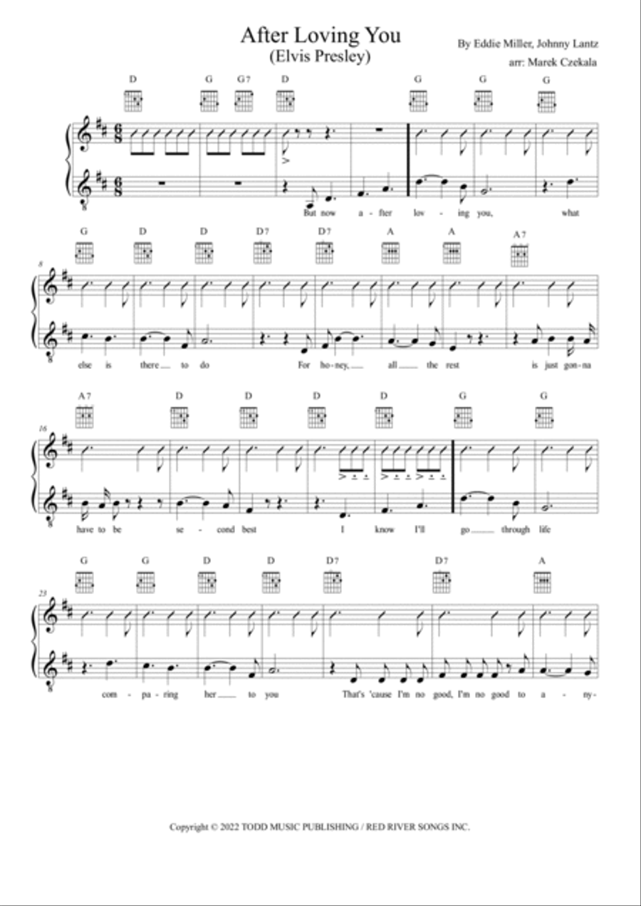 After Loving You After Loving You Piano, Vocal, Guitar scores gallery preview page 2