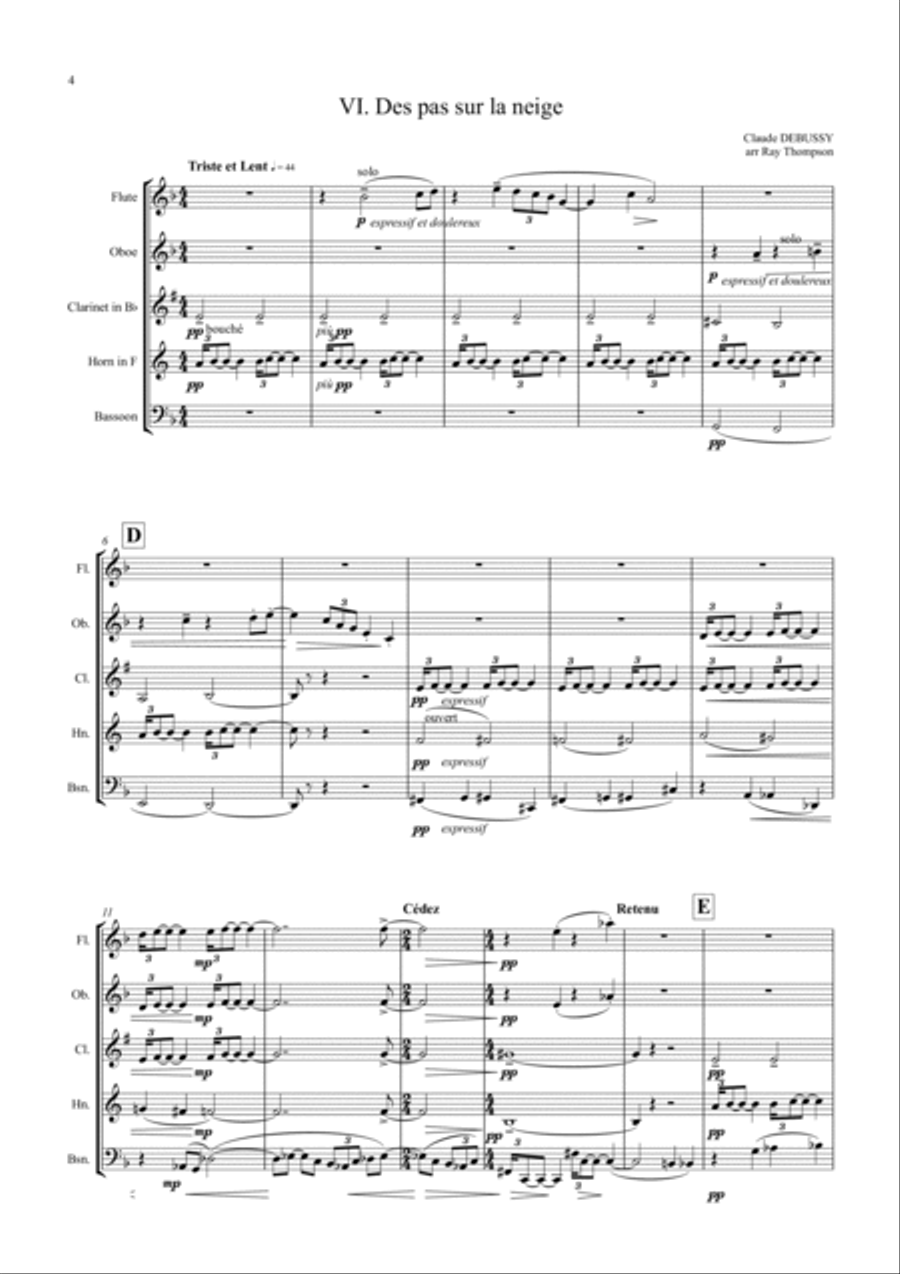 Debussy: Four Piano Preludes from Bk.1 - wind quintet Woodwind Quintet scores gallery preview page 4