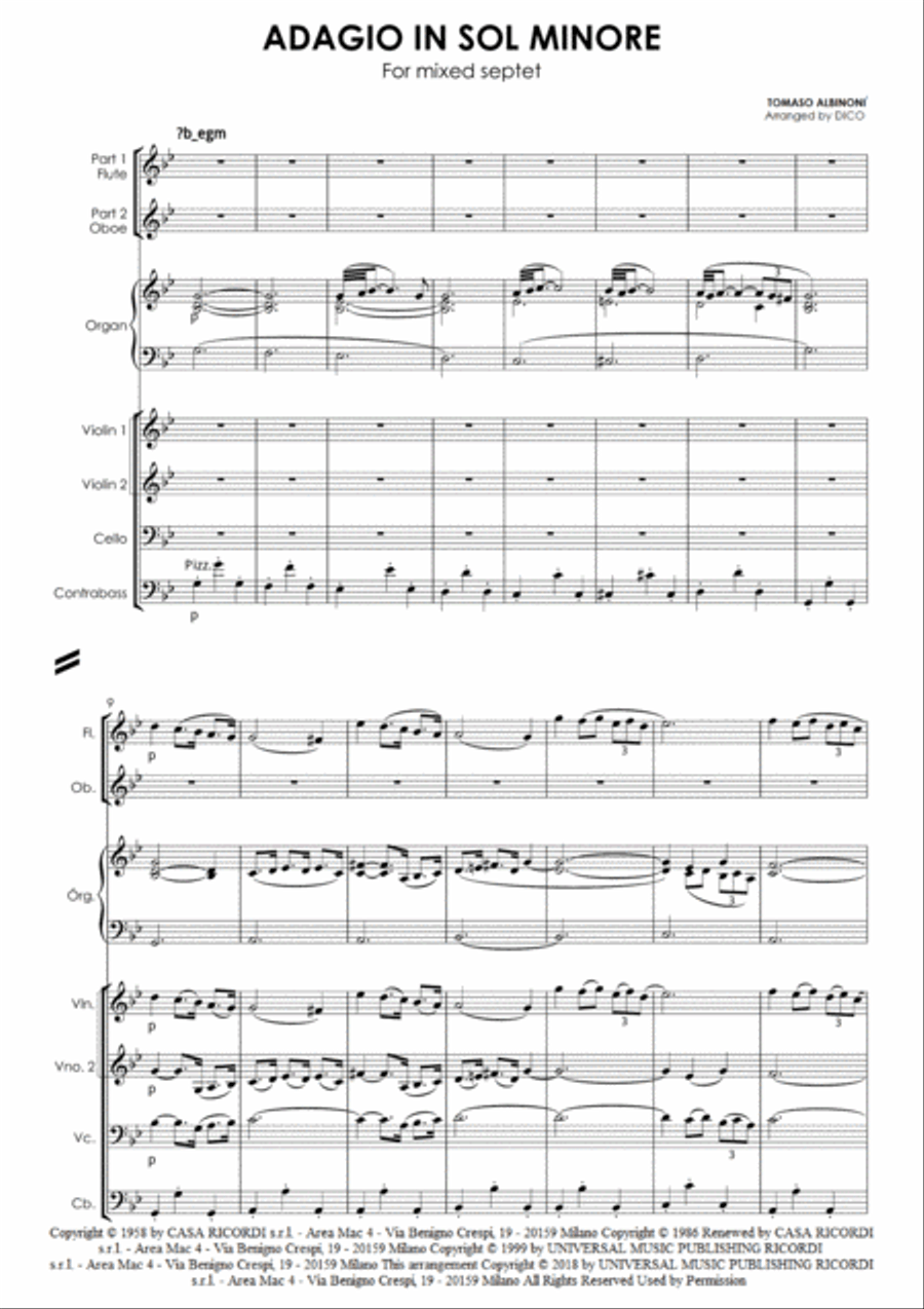 Adagio In G Minor Chamber Music scores gallery preview page 4